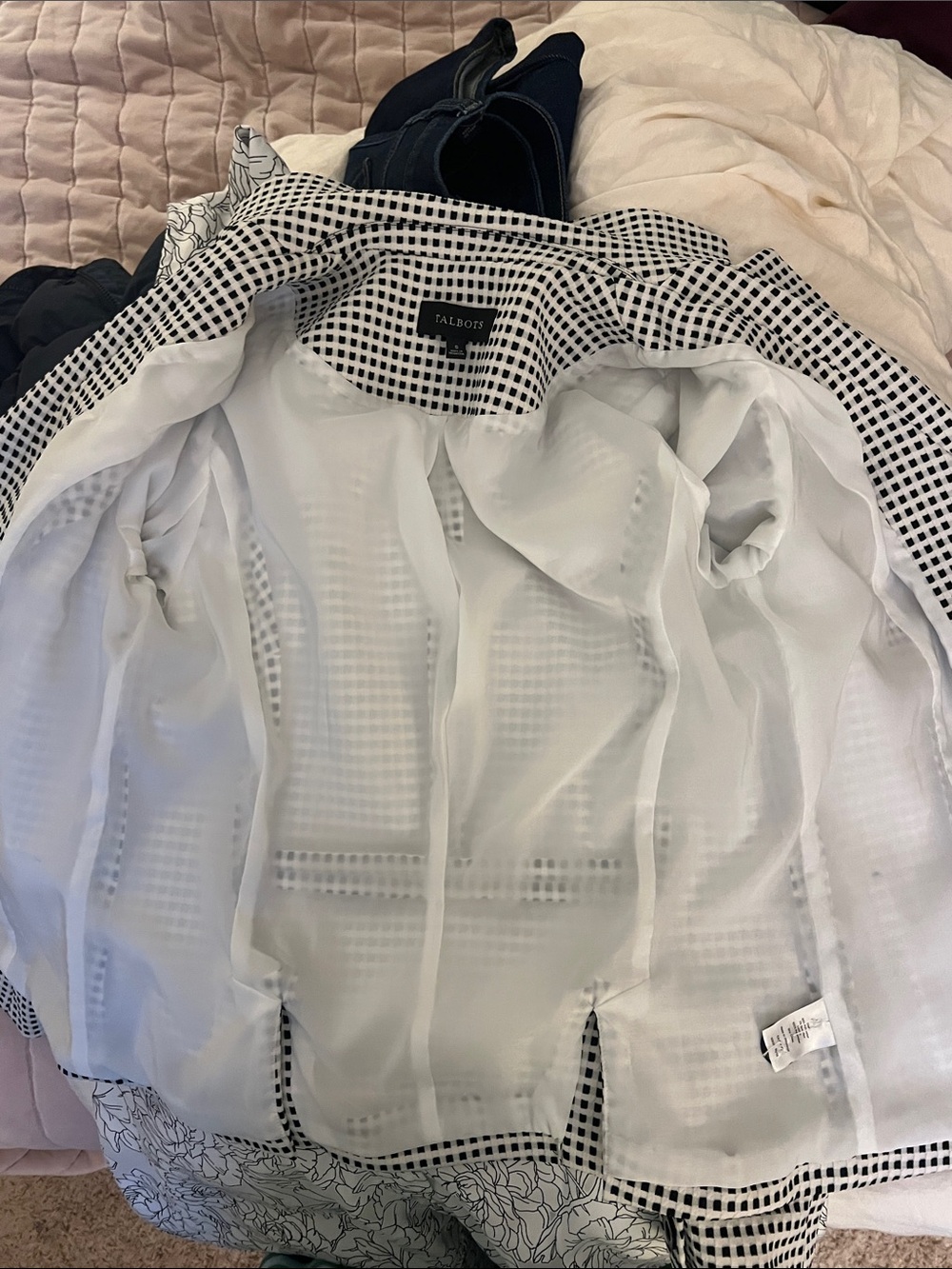 Talbots Black and White Checked Single-Button Blazer - Picture 7 of 7